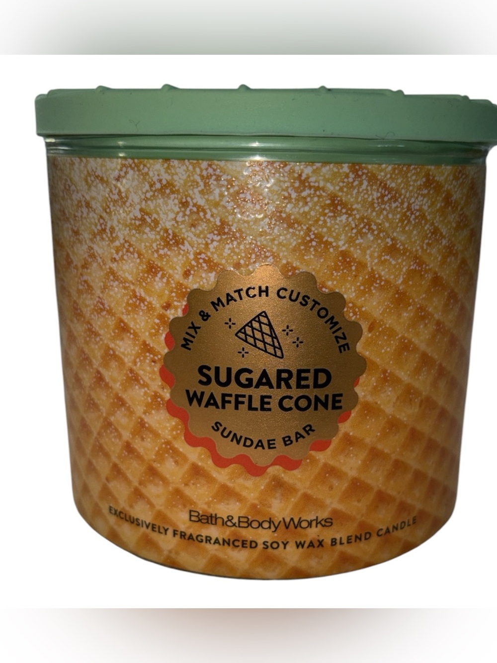 Bath & Body Works Sugared Waffle Cone Candle 14.5 oz jar 3 wick NWT